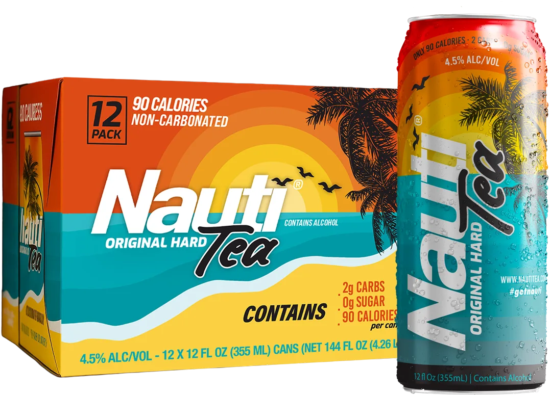 Nauti Hard Tea 12-pack box and can